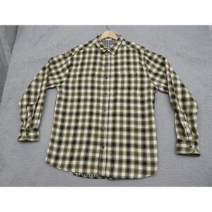 Earthbound Reversible Flannel Shirt Men L Green Plaid Check Outdoor Lumberjack